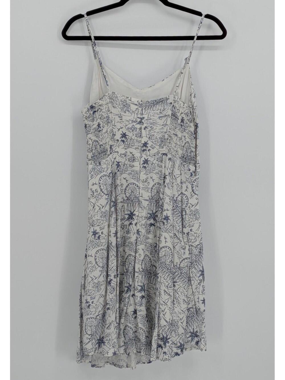 Old Navy $59 Large Blue White Coastal Toile Print Cami Smocked Back Dress - Picture 11 of 14